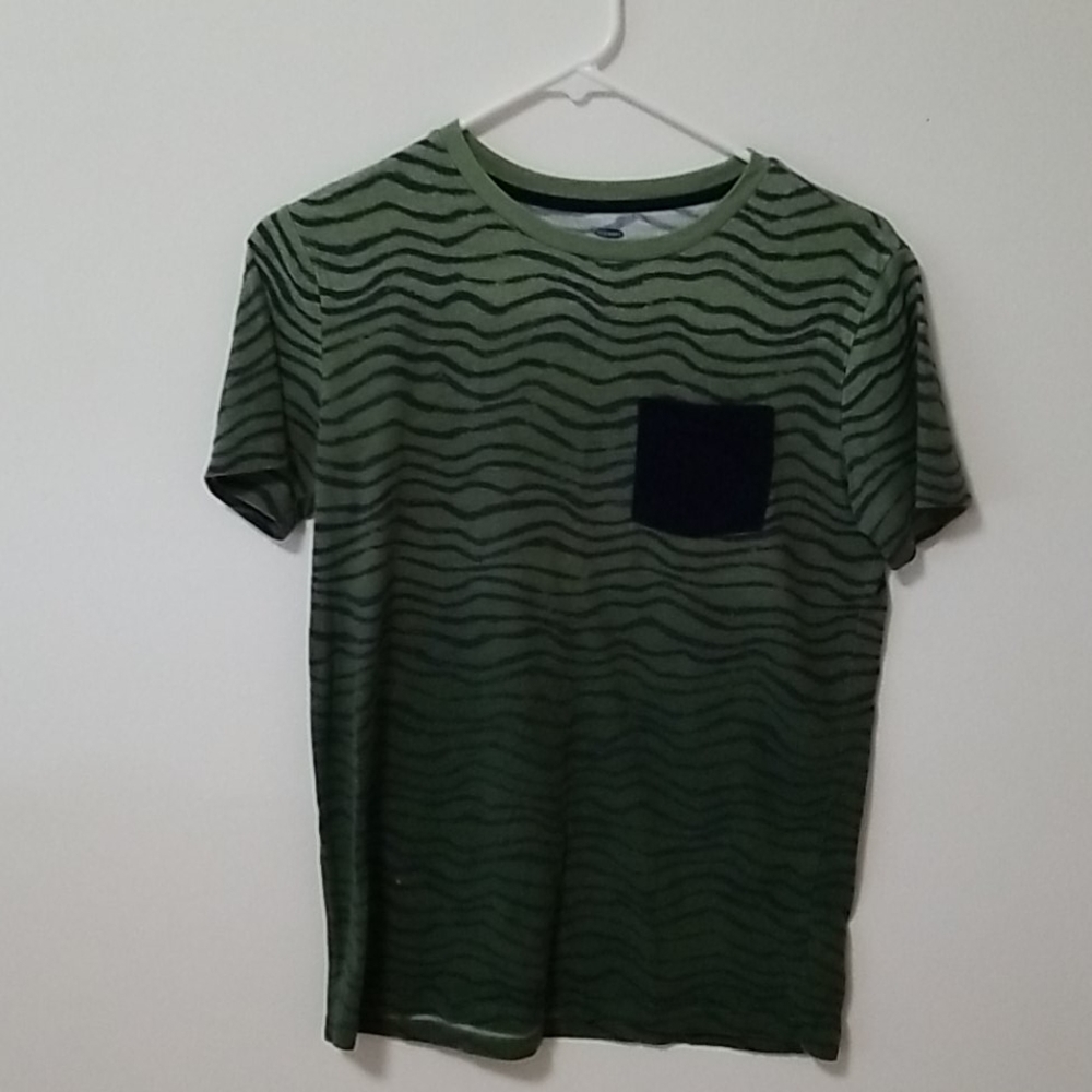 Olive green and black print tshirt
